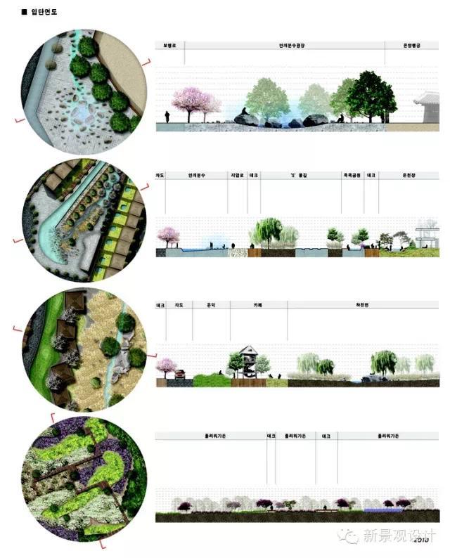 公園綠地景觀剖面分析圖